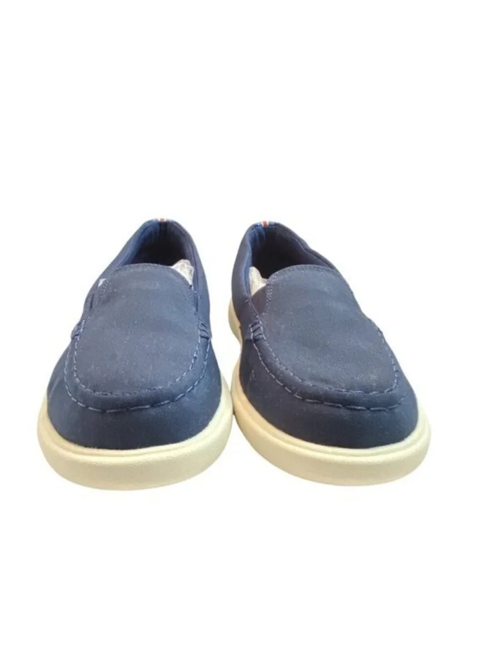 Sperry Blue Canvas Slip-On Loafers Size 8M With Striped Heel Boat Shoes